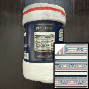Pendleton Ultra Soft Sherpa Fleece Plush Throw, 50" x 70", Saltillo Stripe Multi